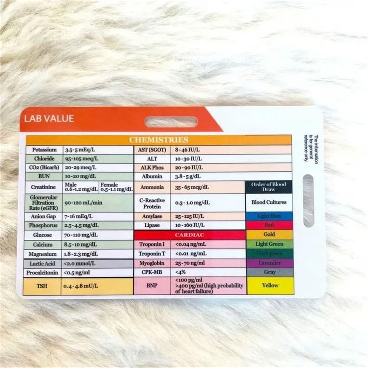 بطاقة AA77 الجديدة لقيم المختب - مراجعة Medical Lab Values وسعره