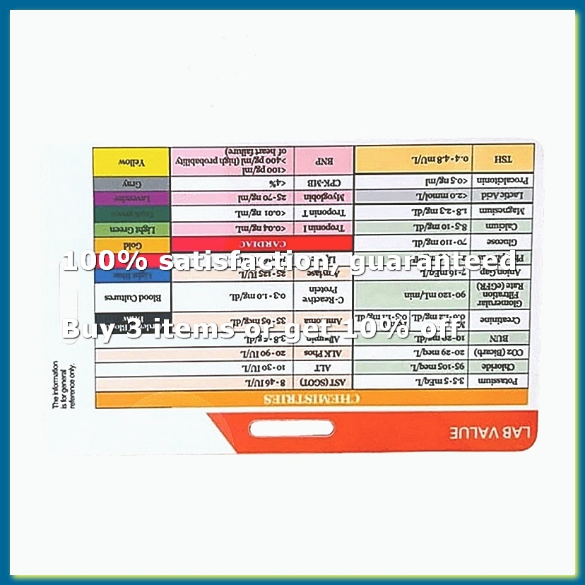 بطاقة معايير المختبرات وترتيب  - مراجعة Medical Lab Values وسعره